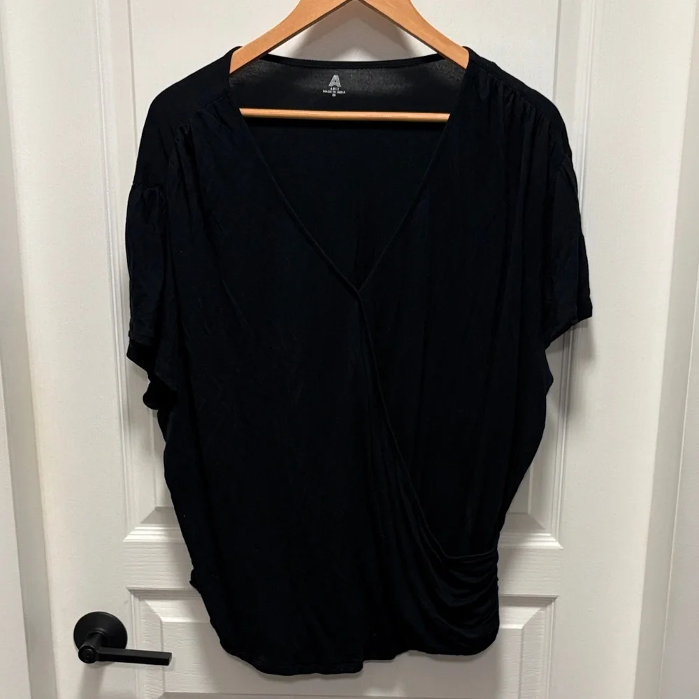 Able Black Wrap-Style V-Neck Blouse - Picture 1 of 1